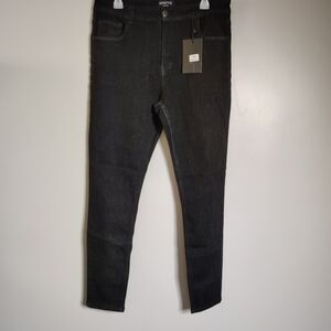 GINGTTO Black Skinny Slim Fit Denim Jeans Stretch Men's Size 36w 30 Large New
